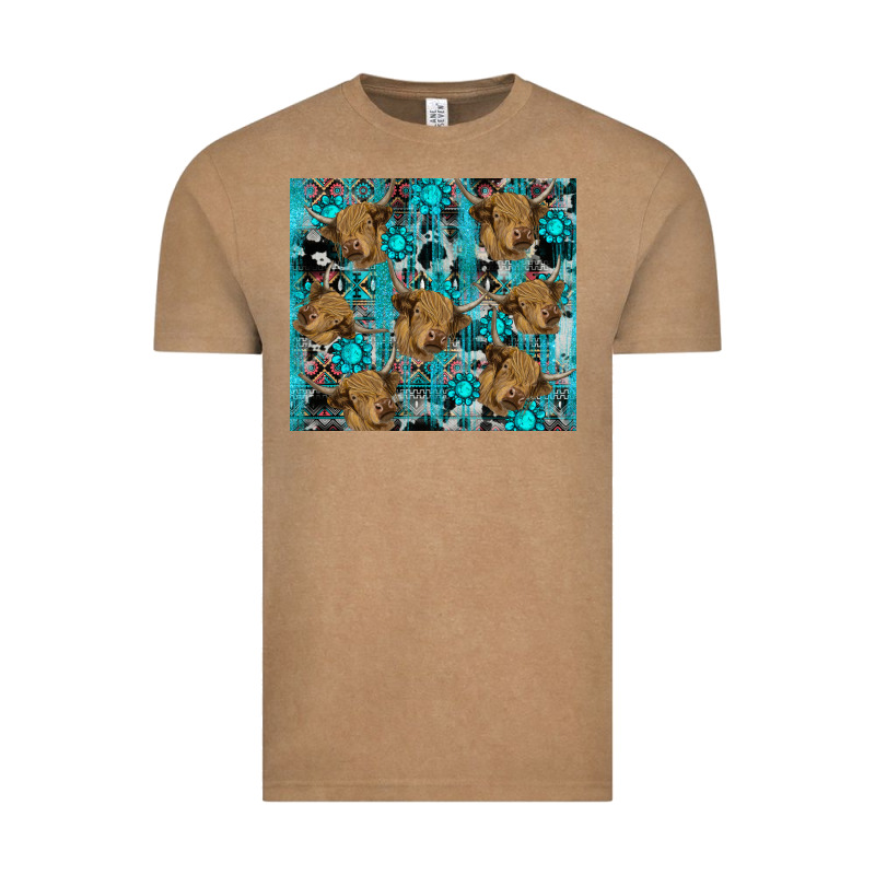 Western Aztec Highland Cow Vintage Tee by RanaPortraitStore | Teevron