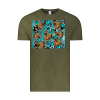 Vintage Olive western aztec highland cow Vintage Tee - RanaPortraitStore