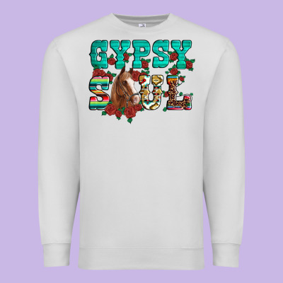 Western Gypsy Soul Horse Roses Serape Aztec Leopard Premium Sweatshirt Designed By Artiststas