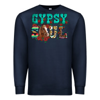 Navy western gypsy soul horse roses serape aztec leopard Premium Sweatshirt - Artiststas
