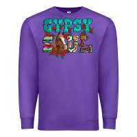 Purple western gypsy soul horse roses serape aztec leopard Premium Sweatshirt - Artiststas