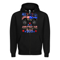 Black all american boy Zipper Hoodie - HRA Design Shop