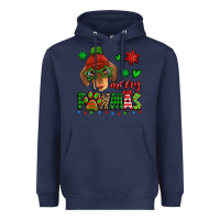 Navy merry pawmas christmas dachshund Heavyweight Hoodie - Jasminsmagicworld