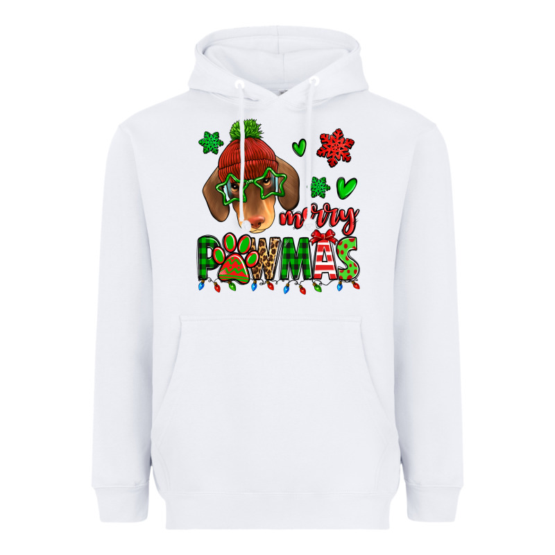Merry Pawmas Christmas Dachshund Heavyweight Hoodie by Jasminsmagicworld | Teevron