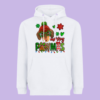 Merry Pawmas Christmas Dachshund Heavyweight Hoodie Designed By Jasminsmagicworld