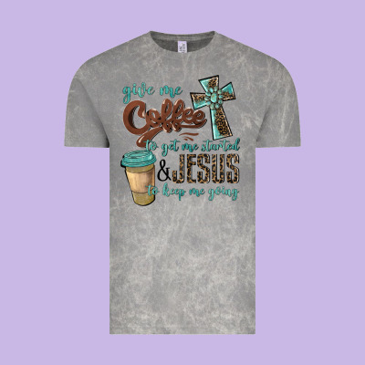 Give Me Coffee To Get Me Started & Jesus To Keep Me Going Vintage Tee Designed By Barkaloodesign