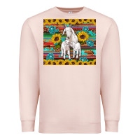 Pale Pink goats mom and baby sunflowers gemstones serape leopard glitter wooden Premium Sweatshirt - Artiststas