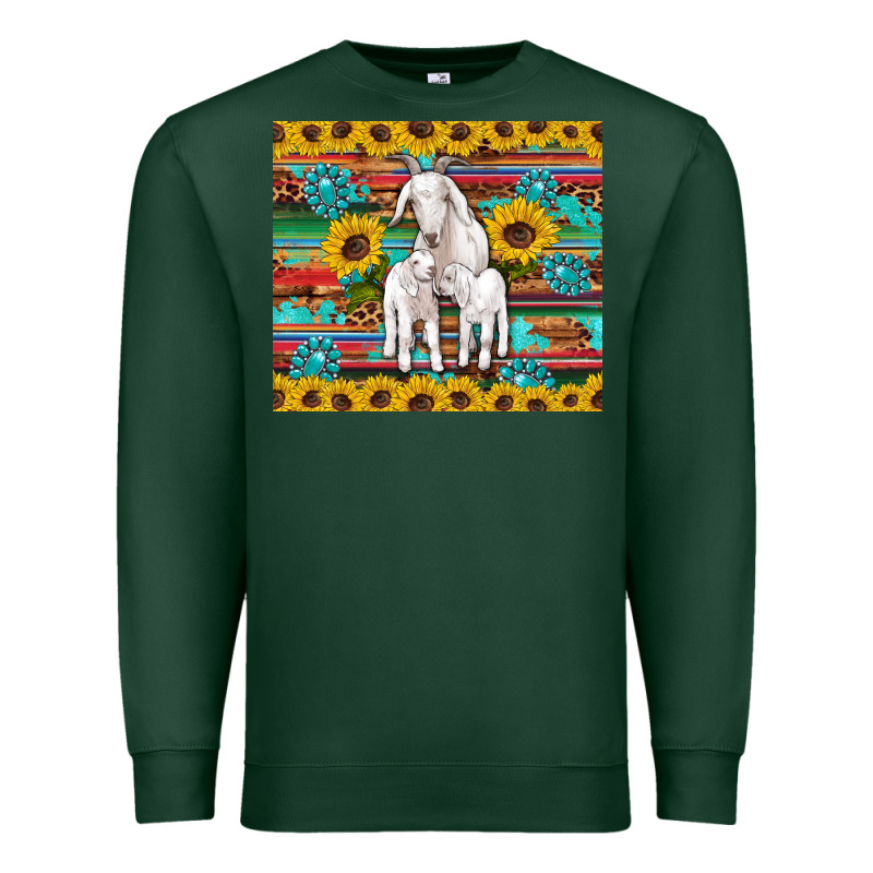 Goats Mom And Baby Sunflowers Gemstones Serape Leopard Glitter Wooden Premium Sweatshirt by Artiststas | Teevron