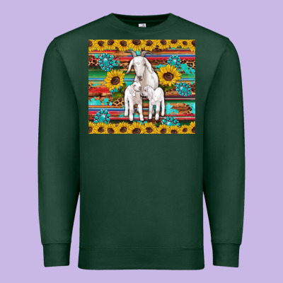Goats Mom And Baby Sunflowers Gemstones Serape Leopard Glitter Wooden Premium Sweatshirt Designed By Artiststas