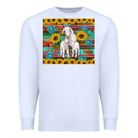 White goats mom and baby sunflowers gemstones serape leopard glitter wooden Premium Sweatshirt - Artiststas