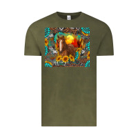 Vintage Olive western horse and desert tumbler Vintage Tee - RanaPortraitStore
