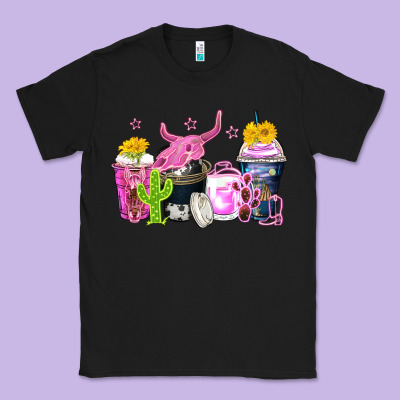 Neon Western Coffee Cups Classic Tee Designed By Zillion Design Studio