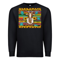 Black goat sunflowers gemstones serape leopard glitter Premium Sweatshirt - Artiststas
