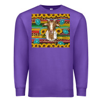 Purple goat sunflowers gemstones serape leopard glitter Premium Sweatshirt - Artiststas
