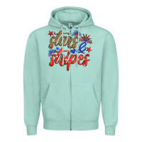 Seafoam stars and stripes Zipper Hoodie - HRA Design Shop