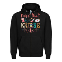 Black livin' that nurse life Zipper Hoodie - FaDigitalArtStudio