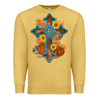 Antique Gold thanksgiving cross pumpkin sunflower Premium Sweatshirt - AdoDesignShop