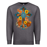 Charcoal Heather thanksgiving cross pumpkin sunflower Premium Sweatshirt - AdoDesignShop