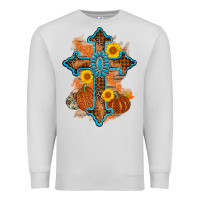 Dove Grey thanksgiving cross pumpkin sunflower Premium Sweatshirt - AdoDesignShop