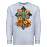 Heather Grey thanksgiving cross pumpkin sunflower Premium Sweatshirt - AdoDesignShop