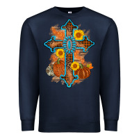 Navy thanksgiving cross pumpkin sunflower Premium Sweatshirt - AdoDesignShop
