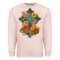 Pale Pink thanksgiving cross pumpkin sunflower Premium Sweatshirt - AdoDesignShop