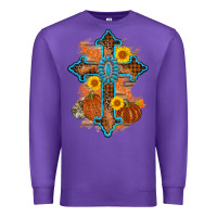 Purple thanksgiving cross pumpkin sunflower Premium Sweatshirt - AdoDesignShop