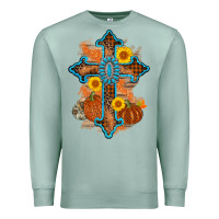Seafoam thanksgiving cross pumpkin sunflower Premium Sweatshirt - AdoDesignShop