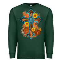 Sports Green thanksgiving cross pumpkin sunflower Premium Sweatshirt - AdoDesignShop