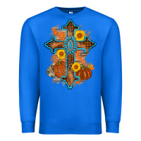 True Royal thanksgiving cross pumpkin sunflower Premium Sweatshirt - AdoDesignShop