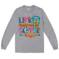 Heather Grey life happens coffee helps Long Sleeve Tee - Zillion Design Studio