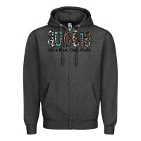 Charcoal Heather auntie  like a mom, only cooler Zipper Hoodie - CowhideDigitalArt