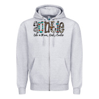 Heather Grey auntie  like a mom, only cooler Zipper Hoodie - CowhideDigitalArt