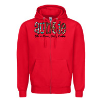 Red auntie  like a mom, only cooler Zipper Hoodie - CowhideDigitalArt