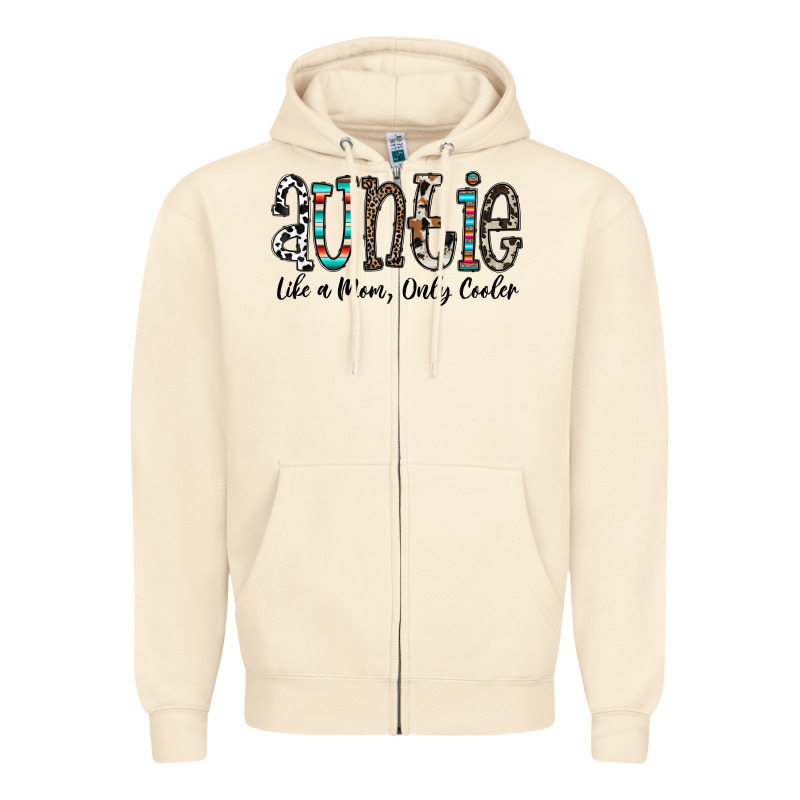 Auntie  Like A Mom, Only Cooler Zipper Hoodie by CowhideDigitalArt | Teevron