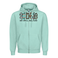 Seafoam auntie  like a mom, only cooler Zipper Hoodie - CowhideDigitalArt