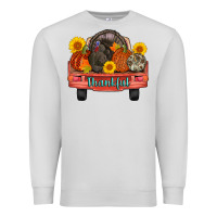 Dove Grey thankful turkey truck Premium Sweatshirt - AdoDesignShop