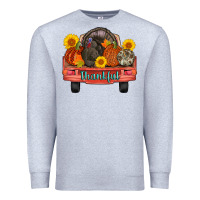 Heather Grey thankful turkey truck Premium Sweatshirt - AdoDesignShop