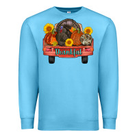 Ocean Blue thankful turkey truck Premium Sweatshirt - AdoDesignShop