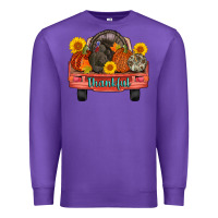 Purple thankful turkey truck Premium Sweatshirt - AdoDesignShop