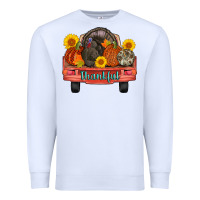 White thankful turkey truck Premium Sweatshirt - AdoDesignShop