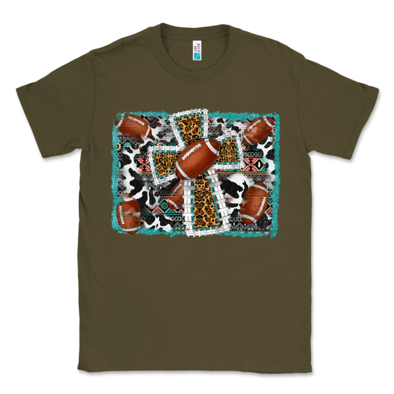 Football Cross Aztec Leopard Background Classic Tee by RanaPortraitStore | Teevron