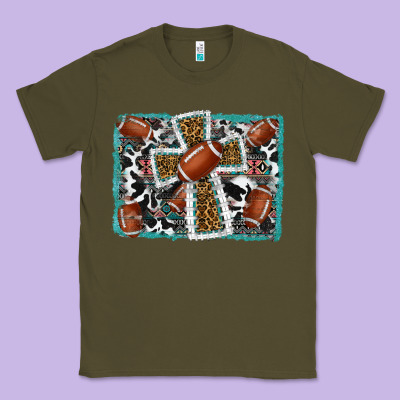 Football Cross Aztec Leopard Background Classic Tee Designed By Ranaportraitstore