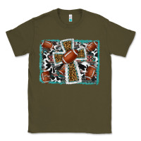 Army Green football cross aztec leopard background Classic Tee - RanaPortraitStore