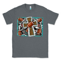 Charcoal Heather football cross aztec leopard background Classic Tee - RanaPortraitStore