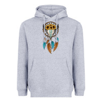 Heather Grey dreamer catcher bull skull Heavyweight Hoodie - JahusDesignShop