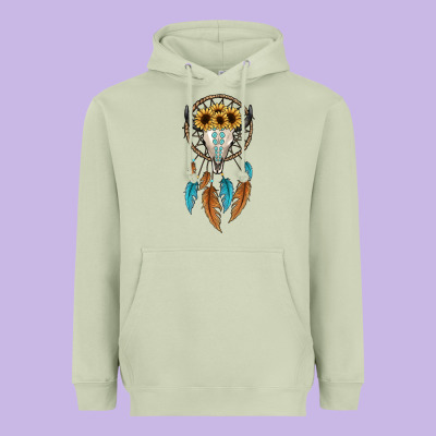 Dreamer Catcher Bull Skull Heavyweight Hoodie Designed By Jahusdesignshop