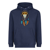 Navy dreamer catcher bull skull Heavyweight Hoodie - JahusDesignShop