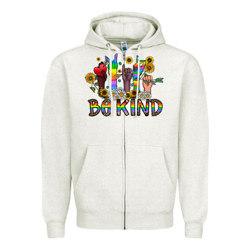 Be Kind Zipper Hoodie by CowhideDigitalArt | Teevron