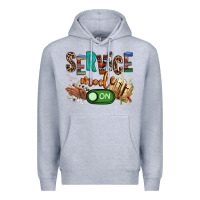 Heather Grey service mode on woman version Premium Hoodie - NancyCooperArtShop